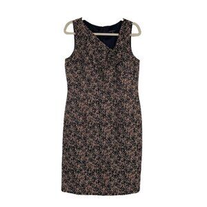 David Meister Womens Floral Jacquard Sheath Dress Size 12 Career Office Lined